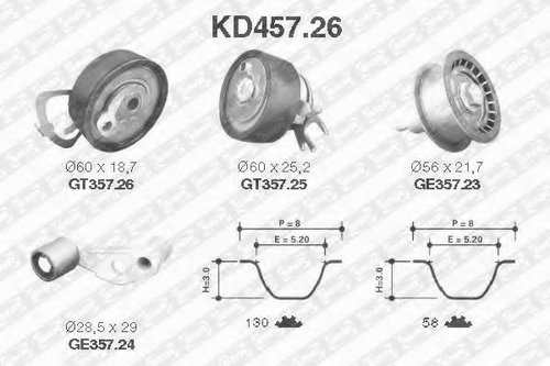 Set curea de distributie VW BORA Combi (1J6) (1999 - 2005) SNR KD457.26 piesa NOUA