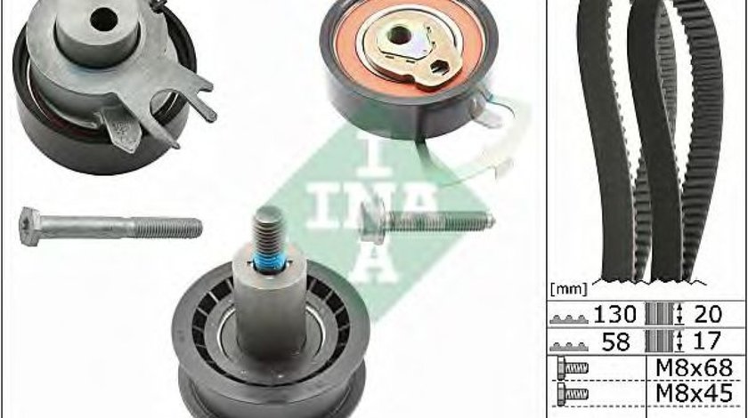 Set curea de distributie VW POLO (6R, 6C) (2009 - 2016) INA 530 0538 10 piesa NOUA