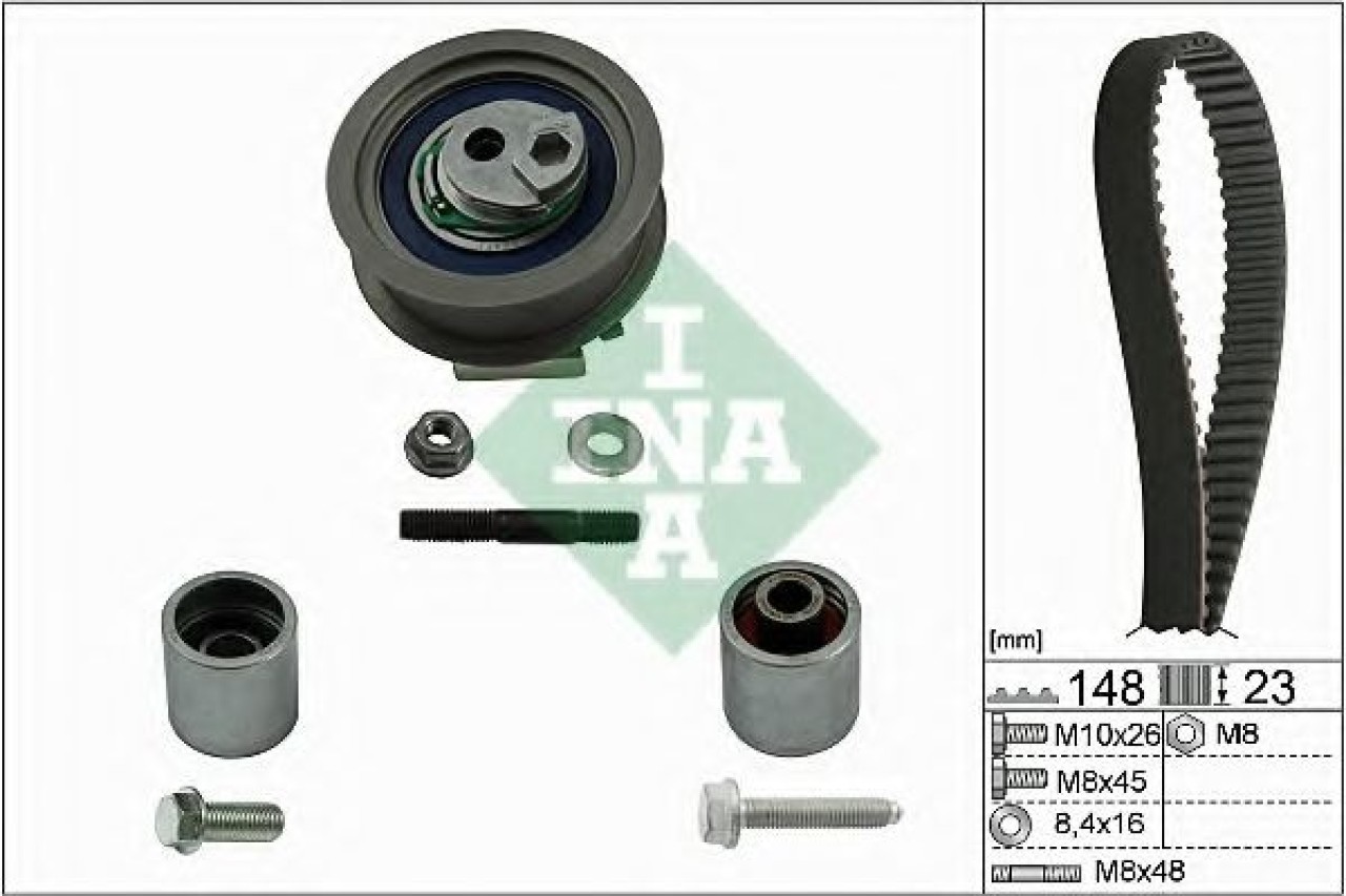 Set curea de distributie VW TOURAN (1T1, 1T2) (2003 - 2010) INA 530 0445 10 piesa NOUA