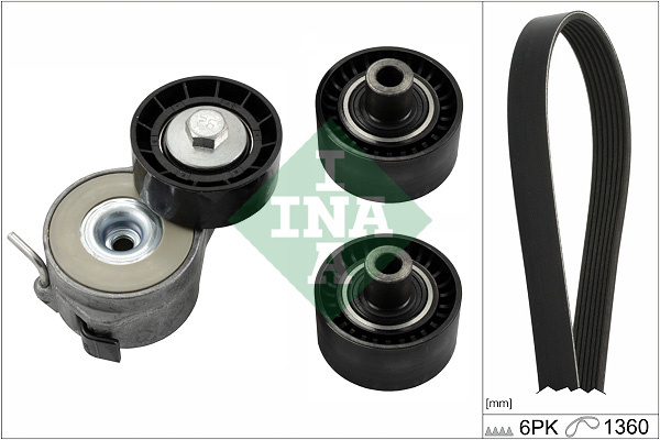 Set curea transmisie cu caneluri (529040410 INA) Citroen,FIAT,PEUGEOT