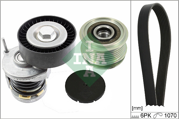 Set curea transmisie cu caneluri (529047520 INA) AUDI,SEAT,SKODA,VW