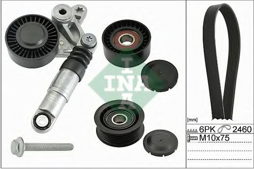 Set curea transmisie cu caneluri AUDI A4 (8EC, B7) (2004 - 2008) INA 529 0075 10 piesa NOUA