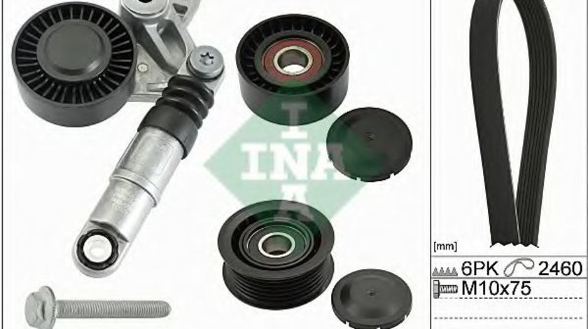 Set curea transmisie cu caneluri AUDI A8 (4E) (2002 - 2010) INA 529 0075 10 piesa NOUA