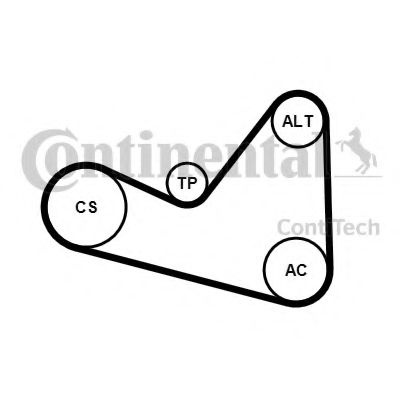 Set curea transmisie cu caneluri CITROEN C4 I (LC) (2004 - 2011) CONTITECH 6PK1050K3 piesa NOUA
