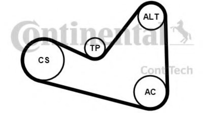 Set curea transmisie cu caneluri CITROEN C4 I (LC) (2004 - 2011) CONTITECH 6PK1050K3 piesa NOUA