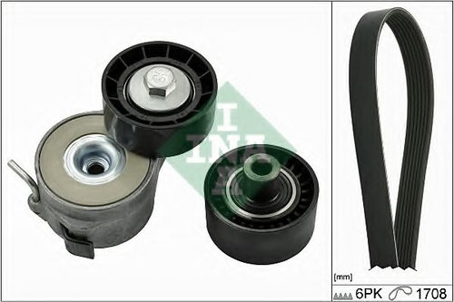 Set curea transmisie cu caneluri PEUGEOT 206 limuzina (2007 - 2016) INA 529 0046 10 piesa NOUA