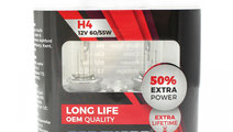 Set de 2 becuri Halogen H4, 55W, +50% Intensitate ...