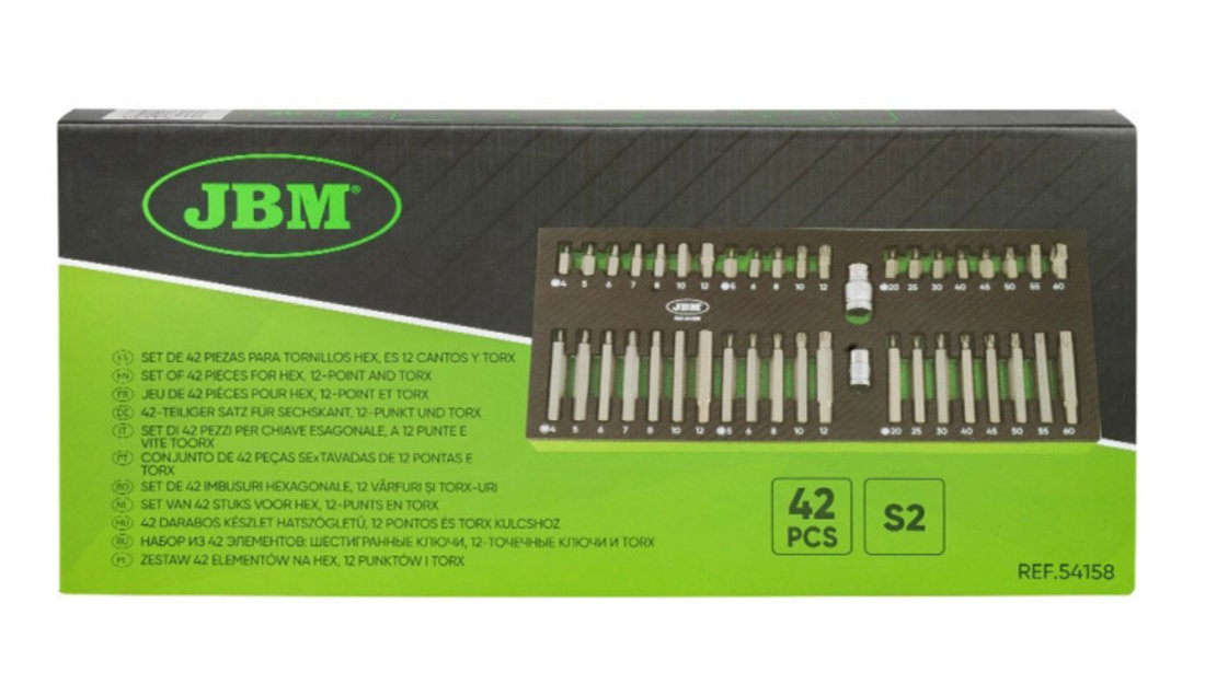 Set De 42 Imbusuri Hexagonale, 12 Varfuri ?i Torx-uri Jbm 54158