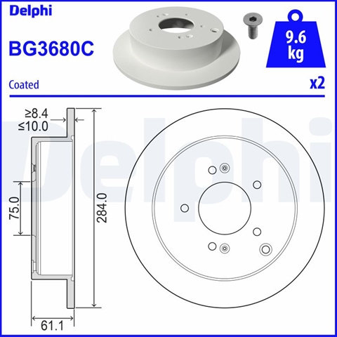 Set Discuri Frana Delphi Hyundai BG3680C