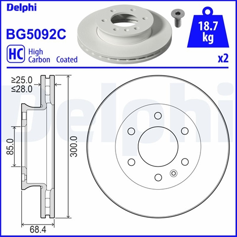 Set Discuri Frana Delphi Mercedes-Benz BG5092C