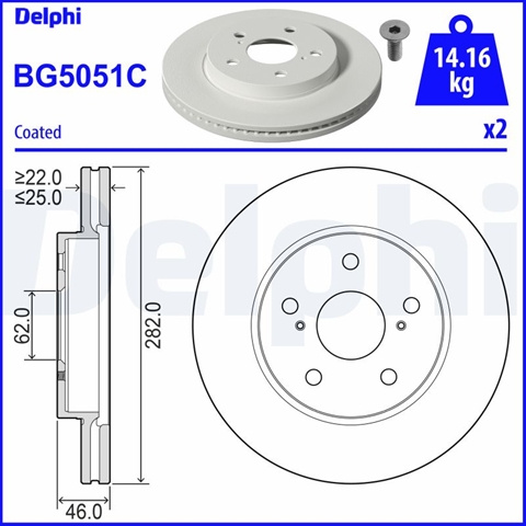 Set Discuri Frana Delphi Toyota BG5051C