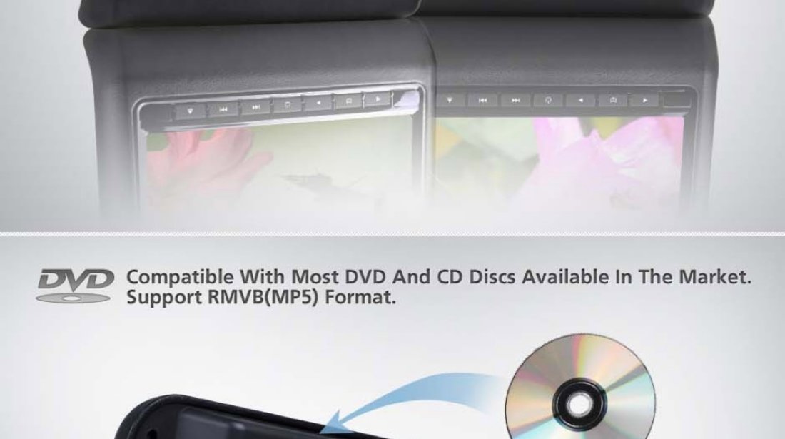 SET DVD PLAYER AUTO DE TETIERA CARTEK CK-DV9917 NEGRU LCD 9'' HDMI USB / SD PLAYER REZOLUTIE HD JOCURI JOYSTICK WIRELESS MONTAJ CALIFICAT IN TOATA TARA !