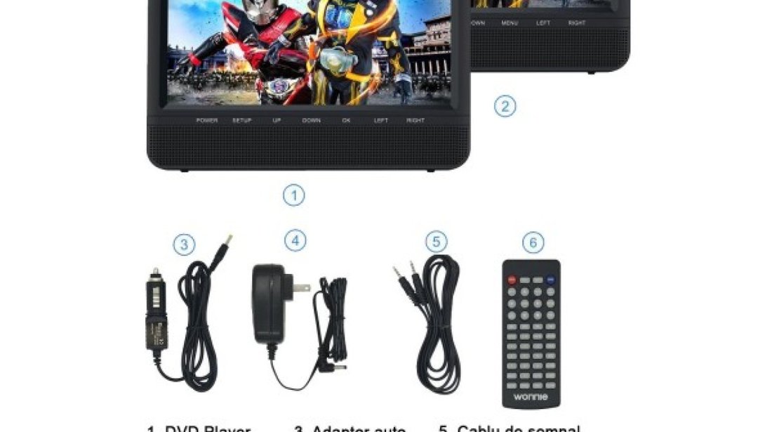 SET DVD PLAYER AUTO DE TETIERA EDT-911 USB SD LCD 9'' REZOLUTIE HD JOCURI JOYSTICK MONTAJ CALIFICAT