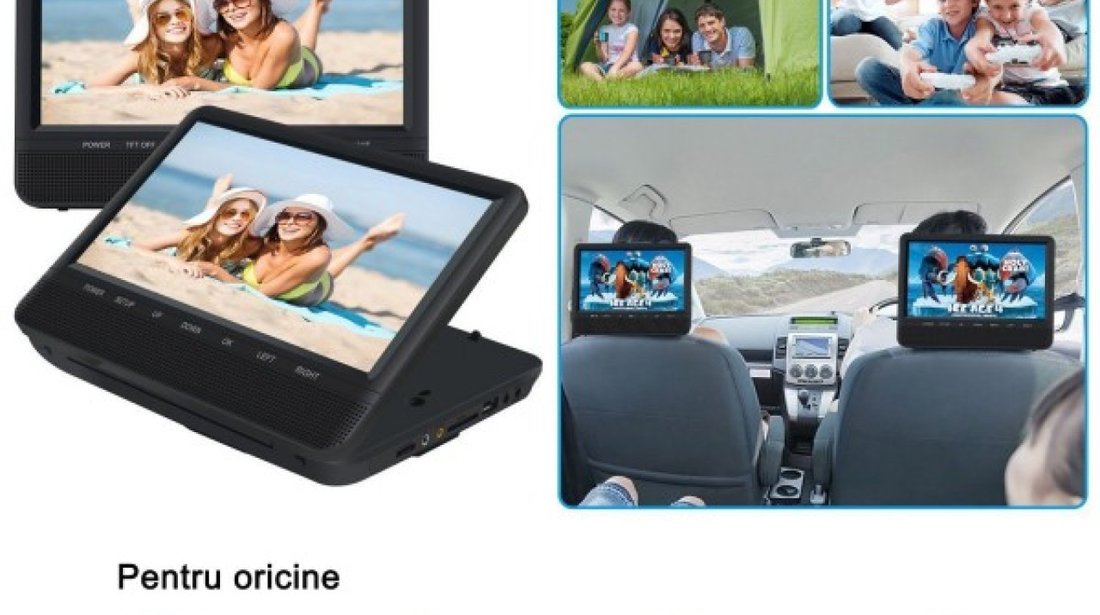 SET DVD PLAYER AUTO DE TETIERA EDT-911 VW VOLKSWAGEN USB SD LCD 9'' REZOLUTIE HD JOCURI JOYSTICK