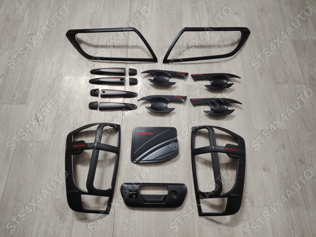SET EXTERIOR ORNAMENT NEGRU MATTE PENTRU NISSAN NAVARA NP300 2015-2020 [18-BUC]