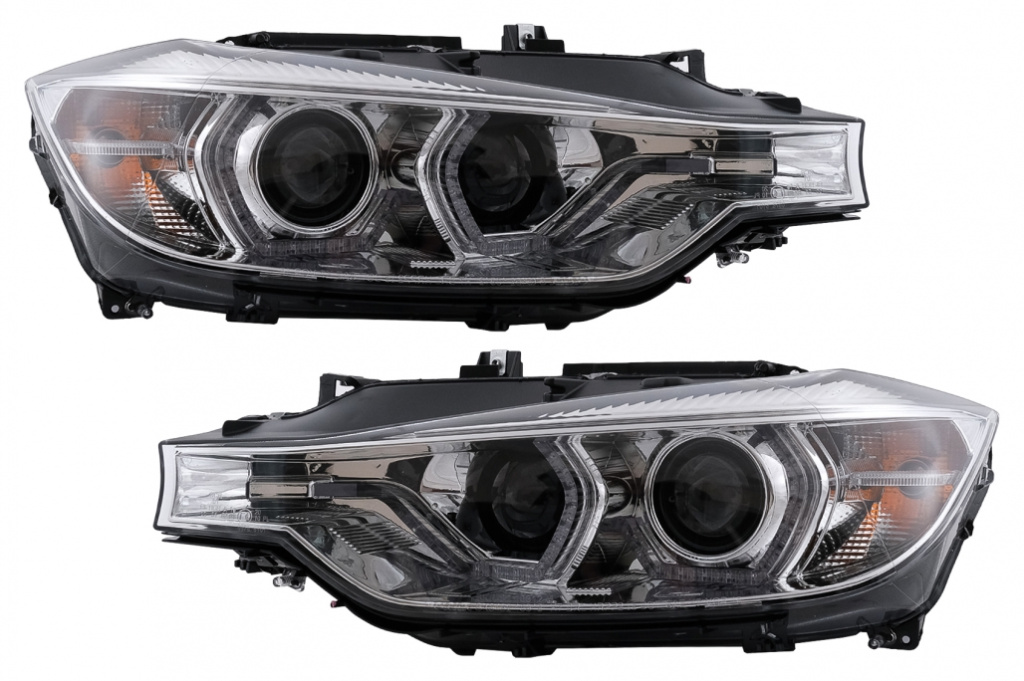 Set Faruri Angel Eyes Led Drl Compatibil Cu Bmw Seria 3 F30 / F31 2011-2015 Sedan / Touring Crom HLBMF30M3CD1S