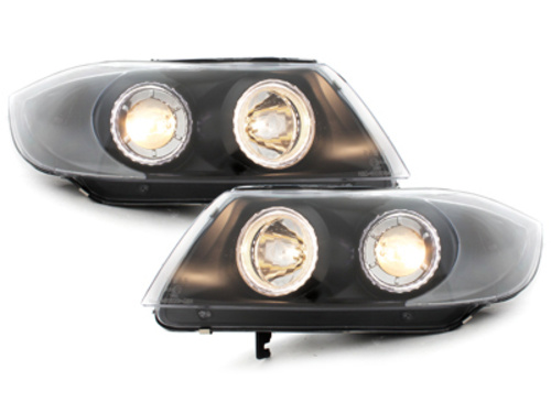 Set Faruri Compatibil Cu Bmw Seria 3 E90 2005-2008 Angel Eyes Negru SWB12B