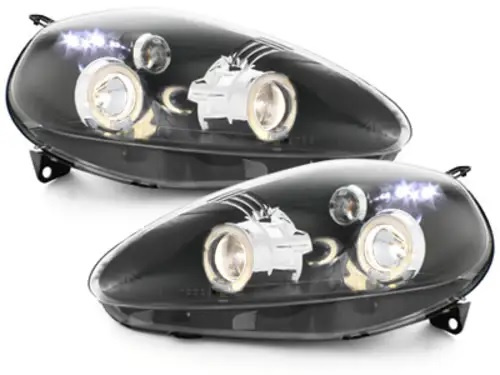 Set Faruri Compatibil Cu Fiat Grande Punto 2005-2008 Angel Eyes Negru SWFI03B