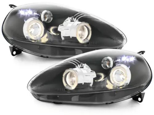 Set Faruri Compatibil Cu Fiat Grande Punto 2005-2008 Angel Eyes Negru SWFI03B