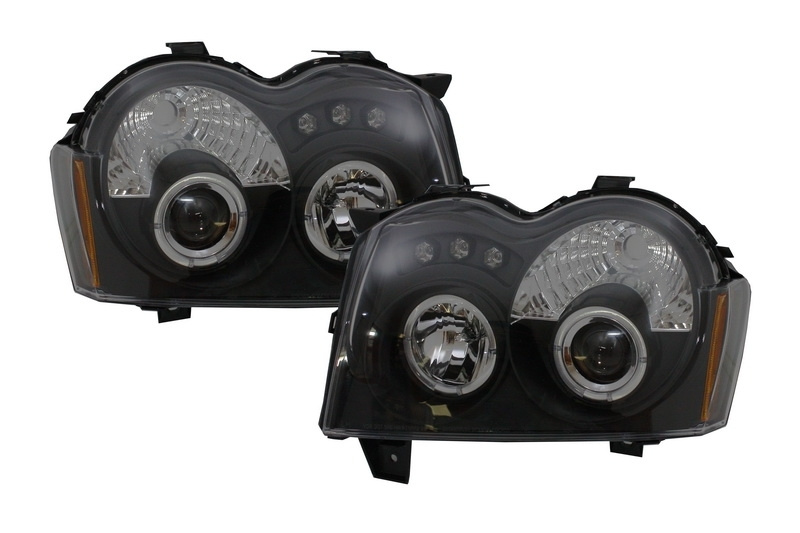 Set Faruri Compatibil Cu Jeep Grand Cherokee WH 2005-2008 Angel Eyes Negru LPCH06