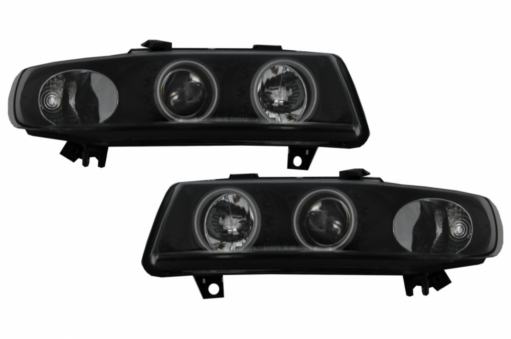 Set Faruri Compatibil Cu Seat Leon 1 1999-2004 / Seat Toledo 2 1999-2004 Angel Eyes Black CCFL HLSTL1M1
