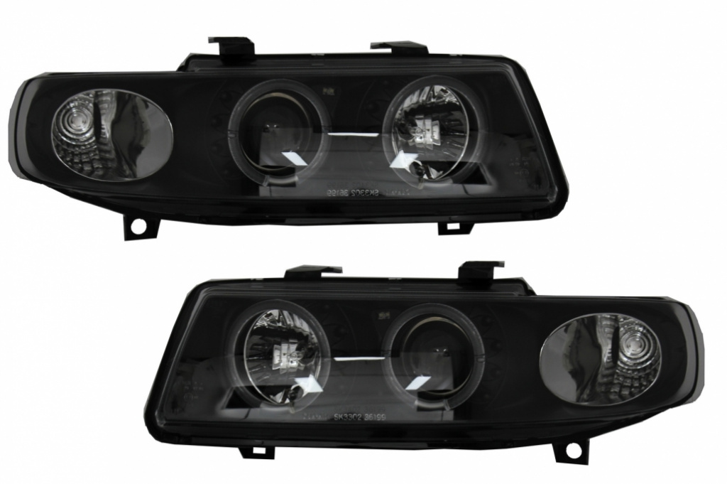 Set Faruri Compatibil Cu Seat Leon 1 / Seat Toledo 2 1999-2004 Angel Eyes Black HLSTL1M1H