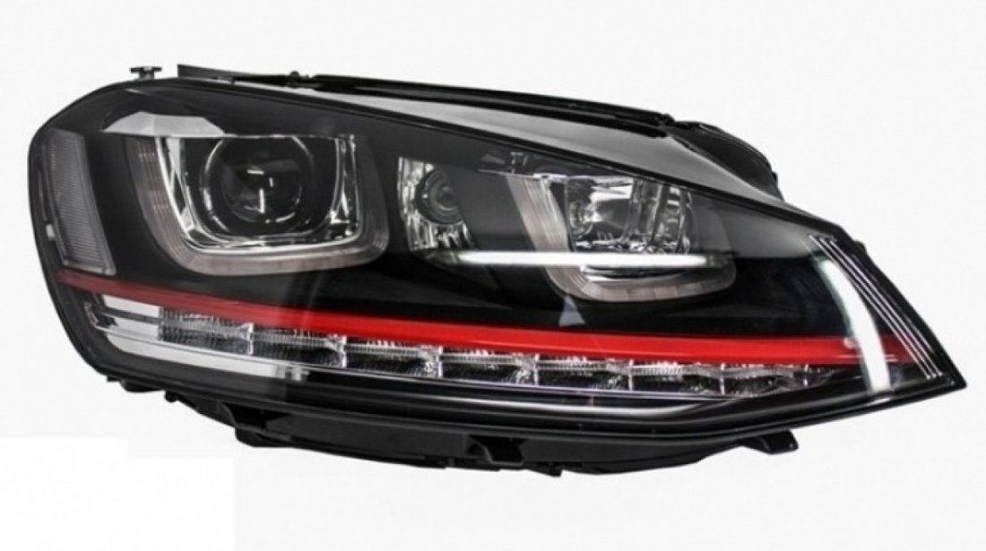 Set Faruri Dreapta + Stanga + Grila Am Volkswagen Golf 7 2012→ 3D LED R20 GTI Design