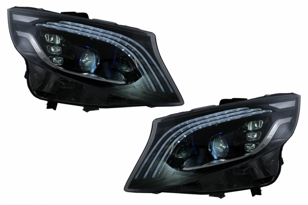 Set Faruri Full Led Compatibil Cu Mercedes-Benz V-Class W447 2016-2020 Negru HLMBW447