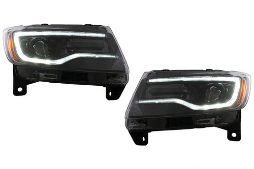 Set Faruri Led Dreapta + Stanga Compatibil Cu Jeep Grand Cherokee 4 WK2 2011-2013 Semnal Dinamic HLJ...