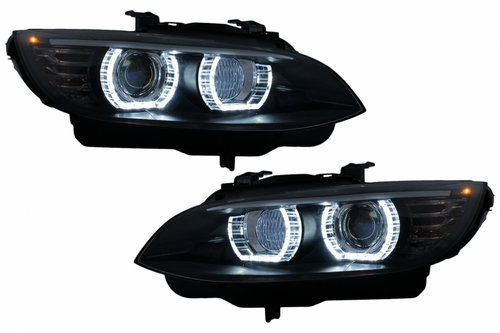 Set Faruri Xenon Angel Eyes Compatibil Cu Bme Seria 3 E92 E93 2006-2010 3D Negru HLBME92AEB