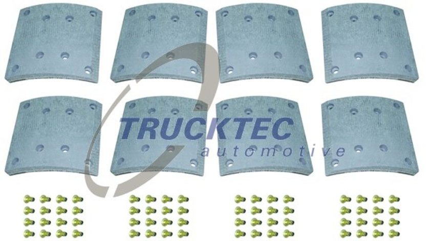 Set garnituri de frictiune, frana tambur puntea spate (0135005 TRUCKTEC) MAN,MERCEDES-BENZ