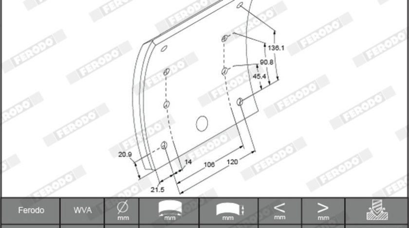 Set garnituri de frictiune, frana tambur puntea spate (K194869F3660 FERODO PREMIER) MAN,MERCEDES-BENZ,RENAULT TRUCKS,SCANIA