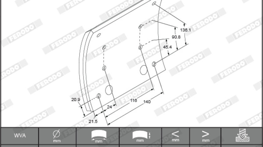 Set garnituri de frictiune, frana tambur puntea spate (K194879F3660 FERODO PREMIER) MAN,MERCEDES-BENZ,RENAULT TRUCKS,SCANIA