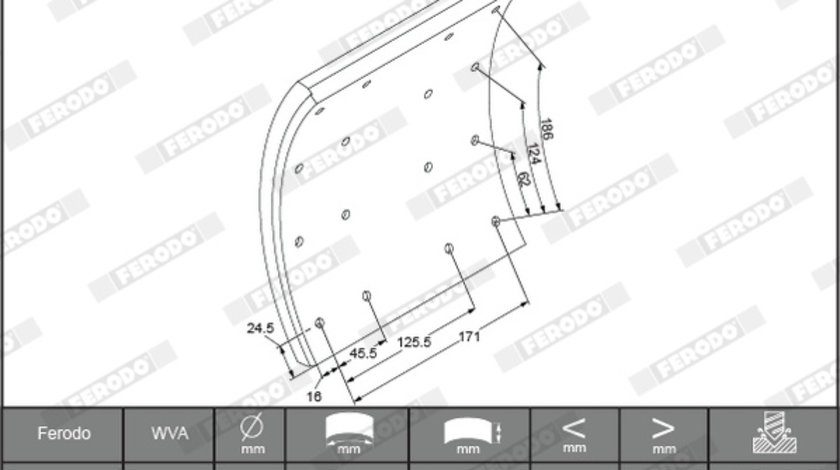 Set garnituri de frictiune, frana tambur puntea spate (K199321F3660 FERODO PREMIER) SCANIA