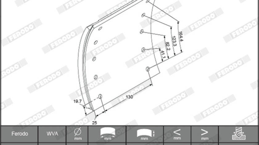 Set garnituri de frictiune, frana tambur puntea spate (K190322F3660 FERODO PREMIER) RENAULT TRUCKS