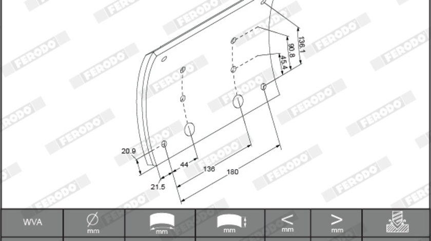 Set garnituri de frictiune, frana tambur puntea spate (K194881F3660 FERODO PREMIER) ERF,MAN,MERCEDES-BENZ,RENAULT TRUCKS,SCANIA