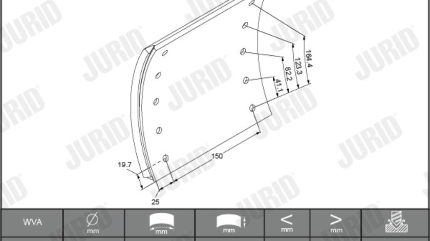 Set garnituri de frictiune, frana tambur puntea spate (1909411250 JURID) RENAULT TRUCKS