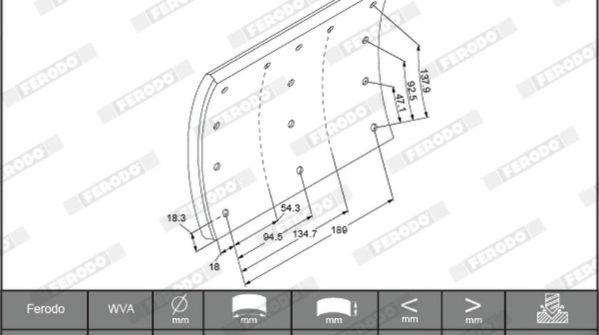 Set garnituri de frictiune, frana tambur (K190680F3664 FERODO PREMIER)