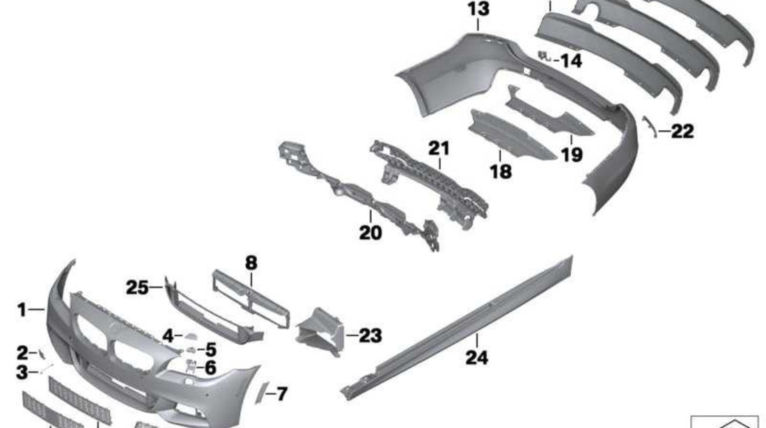 Set Grile Bara Fata Am Bmw Seria 5 F10 2009-2013 M 51117903894+51117906198+51117906197