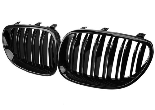 Set Grile Radiator Nari Bmw Seria 5 E60 2003-2009 M Design Negru Lucios Duble C00070
