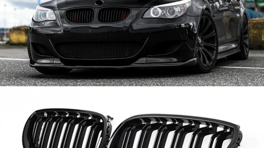 Set Grile Radiator Nari Bmw Seria 5 E61 2003-2009 M Design Negru Lucios Duble FGBME60DPB