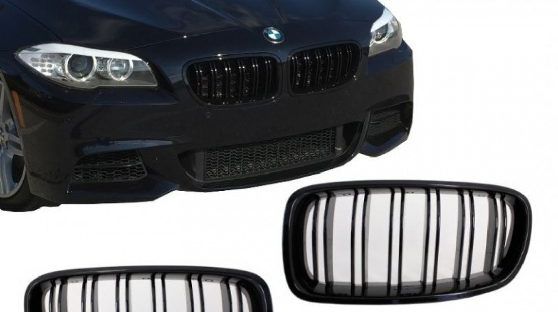 Set Grile Radiator Nari Bmw Seria 5 F10 2010-2015 M Design Negru Lucios