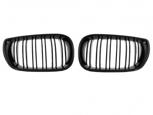 Set Grile Radiator Nari Duble Compatibil Cu Bmw Seria 3 E46 2001-2005 Sedan / Combi M Design Negru L...