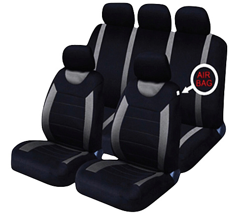 Set Huse Scaun Fata / Spate Carmax Negru / Gri 55085
