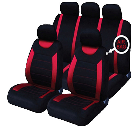 Set Huse Scaun Fata / Spate Carmax Negru / Rosu 55084