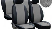 SET HUSE SCAUN PERLINE PIELE PERFORATA GRI-NEGRU
