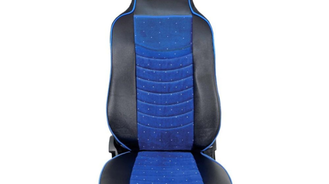 Set huse scaun truck umbrella pentru man seria tgx 6 piele ecologica neagra + velvet albastru UNIVERSAL Universal #6 CFSCTR-MN002-RIO-003