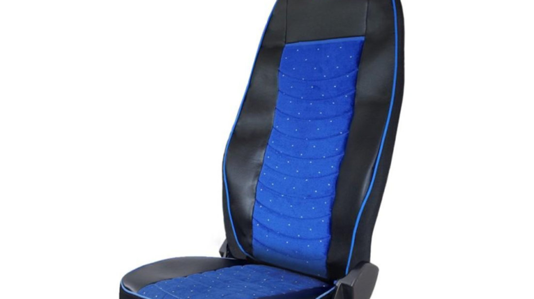 Set huse scaun truck umbrella pentru volvo euro 5 piele ecologica neagra + velvet albastru UNIVERSAL Universal #6 CFSCTR-VOL006-RIO-003