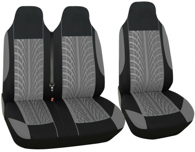 Set Huse Scaun Universale Textil Fata Autoutilitara, Bus, Van 2+1 Gri / Negru TAP478