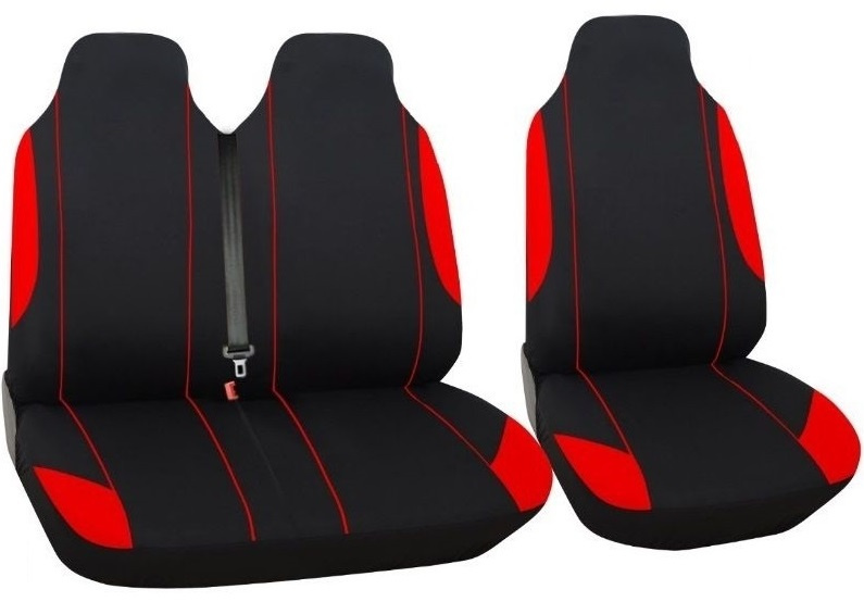 Set Huse Scaun Universale Textil Fata Autoutilitara, Bus, Van 2+1 Negru / Rosu TAP408